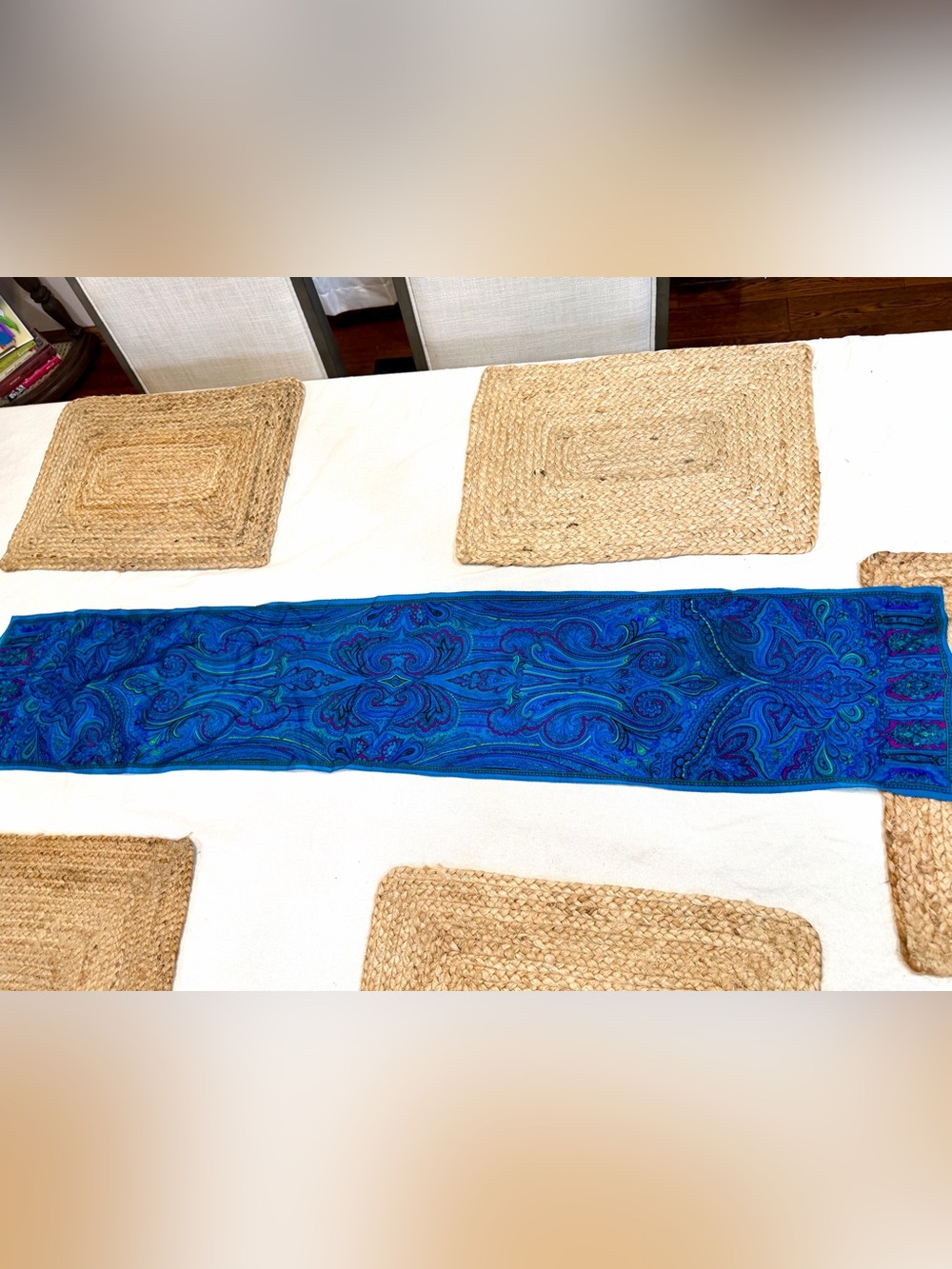 Blue Color Paisley Scarf Wrap 52 in L